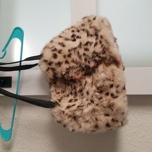 Maxx New York Rabbit fur leopard print purse